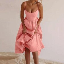 Sexy Vestido de Verano de Moda para Mujer Falda Acampanada Grande, Informal y Elegante