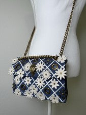 Bolso Bandolera Kurt Geiger Mini Kensington Flores Convertible Azul Multi Nuevo con Etiquetas $245