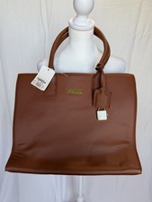 Joy & Iman Bolso de Mano Cartera Bolso de Mano Cuero Guijarro Marrón Coñac con Acentos Dorados