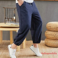 Pantalones Sueltos Para Hombres Rayas Informales Florers Piernas Anchas Harén Pantalones Cortos Moda