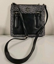 Bandolera pequeña para mujer TOMMY HILFIGER The Square Jacquard negra blanca nueva con etiquetas