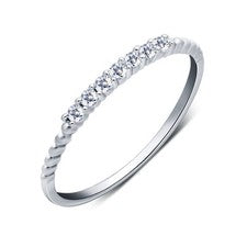 Anillo estrecho de mujer de plata de ley 925 con 7 circonitas 43 - 63 fino