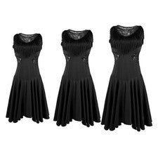 Latin Dance Midi Kleid Rundhals Spitze Fransen Hohl Taille mit Shorts für