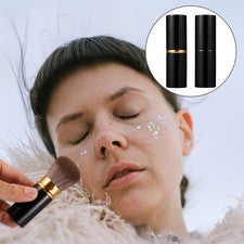 Juego de 2 brochas de maquillaje negro belleza rubor reutilizables y base