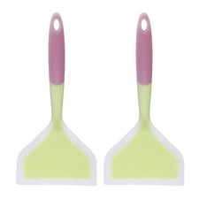 Espátula de silicona Tamagoyaki 2 piezas, espátula antiadherente para panqueques, verde/rosa