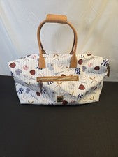 Bolso de Lona New York Yankees Dooney Bourke Grande Blanco Cremallera MLB Logo Rs6