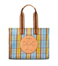 Bolso de Mano para Mujer TORY BURCH Ella Malla Pequeño Mercado Amarillo/Azul a Cuadros 84845
