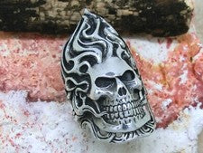 Calavera en llamas anillo de calavera de plata de ley 925 macizo 25 g biker metal