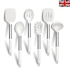 Utensilios de silicona de 6 piezas con asas de acero inoxidable - aptos para lavavajillas