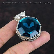 Colgante de Indicolita Facetada Plata de Ley 925 Piedras Preciosas De Colección Increíble Joyería