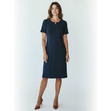Vestido Ann Taylor Pequeña Empresa Azul Marino Estilo Vaina Ribete Acanalado Nuevo sin Etiquetas