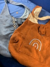 2 Nuevos Bolsos Estilo Boho Con Cordones Ciclo Denim + Marrón Arco Iris Mediano Ver Fotos+