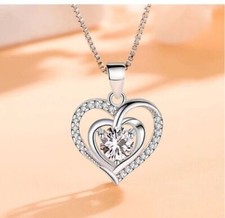 Collar mujer corazón plata 925 circonita colgante mujer bisutería regalo