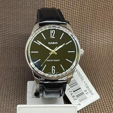 Casio MTP-V005L-1B Negro Analógico Cuero Básico Minimalista Hombre Reloj Casual