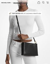 Bolso Bandolera Michael Kors Trisha Para Mujer Cuero Mediano - Negro Con Dorado