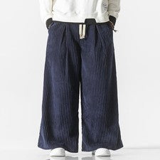 Hombres Pana Sueltos Pantalones Sueltos Informales Cintura Elástica Piernas Anchas Pantalones Moda