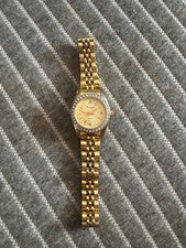 Reloj Mujer Cuarzo Precisión GRUEN Banda Tono Dorado Con Estrás GP3036 ¡Funciona!