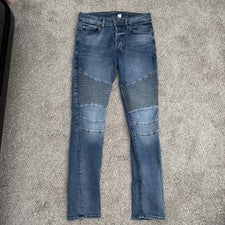 Pantalones de mezclilla H&M divididos ajustados estilo moto para hombre lavado medio 30/30