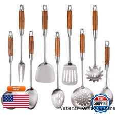Juego de utensilios de cocina de acero inoxidable Macifeci 9 piezas 304 mango de madera metal