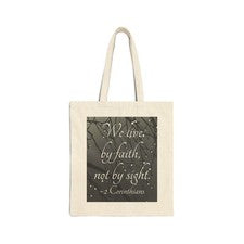 2 Corinthians: We Live by Faith Not by Sight | Bolso de Mano 100% Algodón | Cristiano