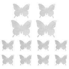 48 Piezas Pegatina de Pared 3D PVC Mariposas Espejo Superficie Plateada Decoración del Hogar