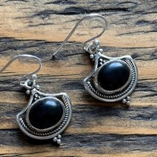 Pendientes colgantes genuinos hechos a mano de piedras preciosas de ónix de plata de ley 925 para mujer