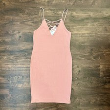 Vestido Better Be Color Rosa Correa de Espagueti Bodycon Tirantes Frontales Para Mujer Talla L”