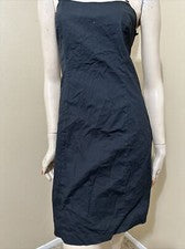 Mujer Negro Algodón Informal Verano Abierto Ajustado Cordones Cremallera Talla L Solero