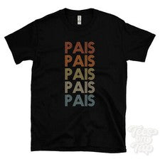 CAMISETA ESTILO RETRO REPETIDO PAIS Hombre y Mujer Novedad Genial Nombre Regalo