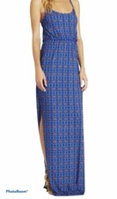 NUEVO CON ETIQUETAS BCBGeneration Vestido Azul Océano Multi Correa de Espagueti Maxi Vestido Mujer’s M
