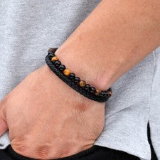 WseSto Armband Echtleder Edelstahl Magnetverschluss Tigerauge Herren Damen