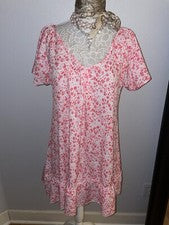 Vestido Mujer’s M Manga Acampanada Volantes Dobladillo LINDO Rosa Primavera