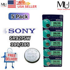 5 X PC SONY SR927SW 399 395 1.55V Batería Moneda para Reloj Fecha de Caducidad 12-2030+