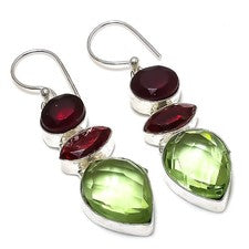 Tsavorita, granate piedras preciosas hecho a mano 925 pendiente de joyería...