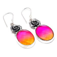 Pendiente de joyería de plata esterlina 925 hecho a mano con piedras preciosa...
