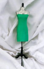 Vestido corto ZARA para mujer verde acanalado tejido cuello recto correas finas talla L