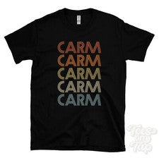 CAMISETA ESTILO RETRO REPETIDA CARM Hombre y Mujer Novedad Genial Nombre Regalo