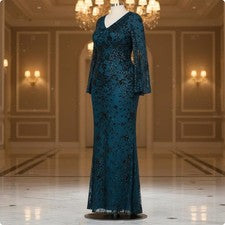Vestido de sirena con lentejuelas y silueta entallada, largo