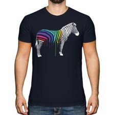 Arcoiris Pintado Cebra Moda Hombre Estampado Camiseta Grafiti Orgullo Gay Lgtb