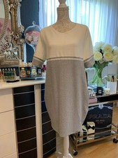 Vestido manga corta Figl talla 42 blanco-gris claro línea A