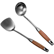 Juego de utensilios de cocina de acero inoxidable incluye espátula y cuchara 2 piezas