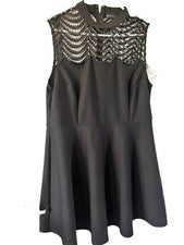 Vestido de encaje negro con lentejuelas de moda para mujer talla 1 (1X) nuevo con etiqueta