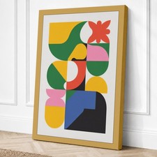 Impresión geométrica en lienzo color y forma arte de pared decoración del hogar listo para colgar