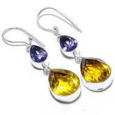 Pendiente de joyería de plata esterlina 925 hecho a mano con piedras...