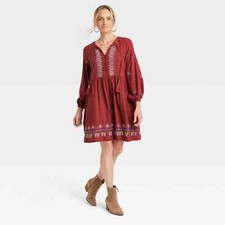 Vestido para mujer Knox Rose globo manga larga bordado granate talla pequeña