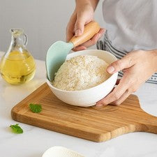 Cuchara de arroz de silicona resistente al calor con mango de madera para cocinar sin esfuerzo