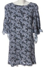 Vestido blusa H&M estampado floral escote en U lazo negro azul talla 38