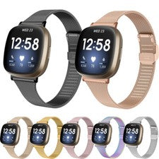 Correa delgada de malla de acero inoxidable para Fitbit Versa 4 3 Sense 2
