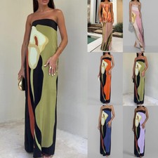 Sexy Vestido Estampado Sin Espalda Sin Mangas Sin Hombro Sin Tirantes Moda Para Mujer XL