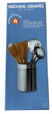 Juego de herramientas de cocina Michael Graves Design 7 piezas bambú acero inoxidable carrito nuevo